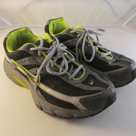 green and gray nike shoes